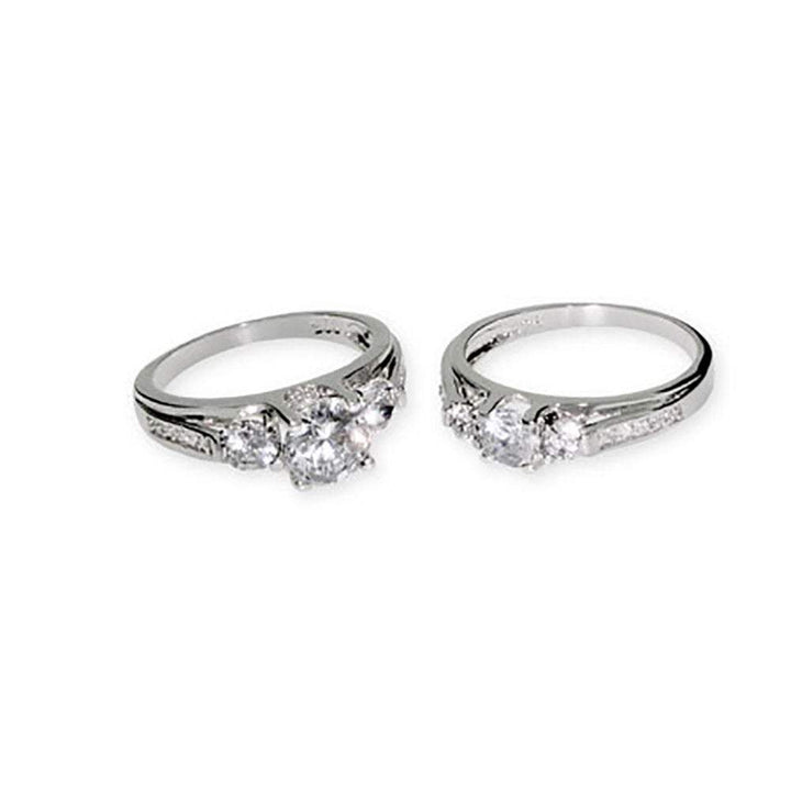 Past Present & Future Wedding CZ Ring Set