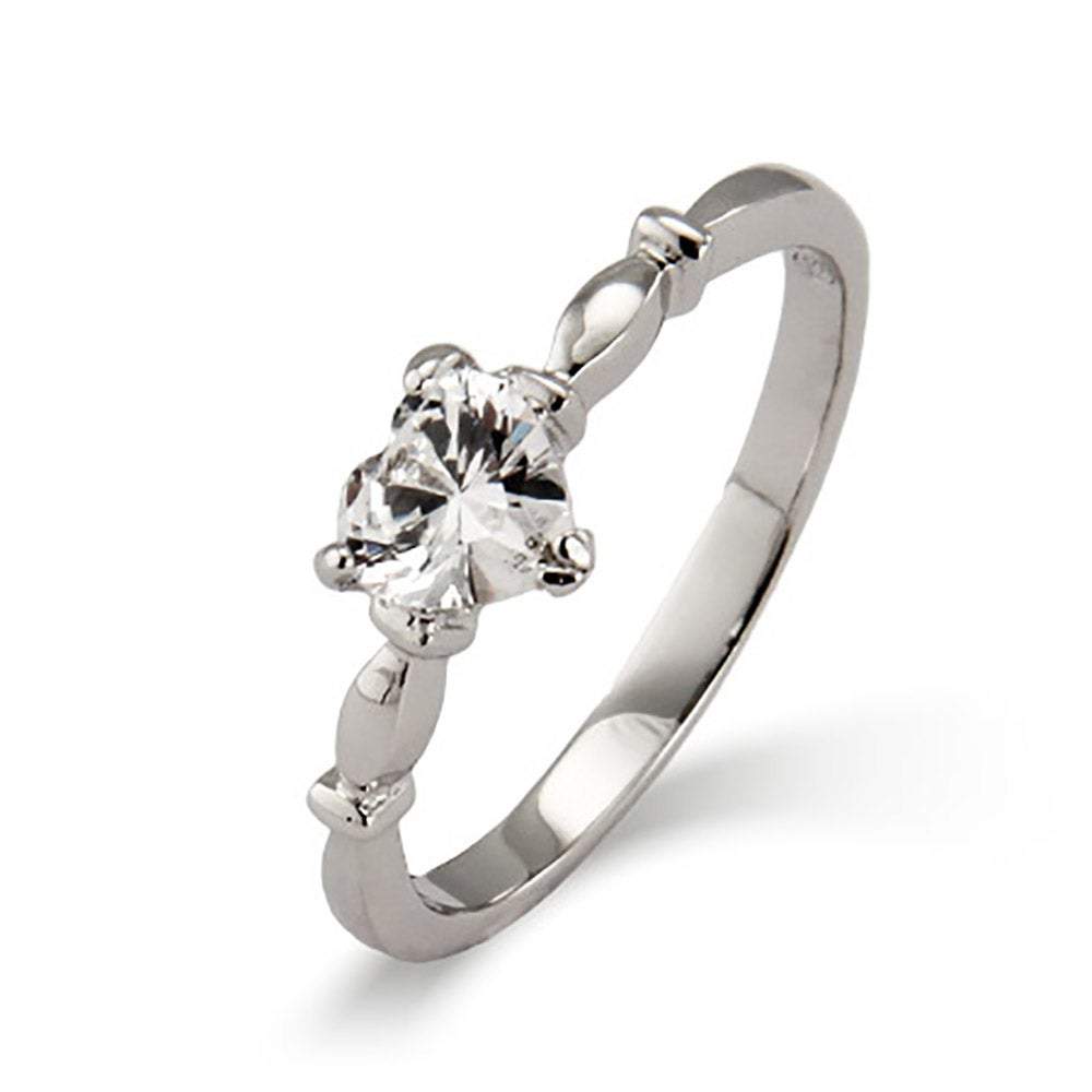 Sterling Silver Simple CZ Heart Ring – Mill Rock East