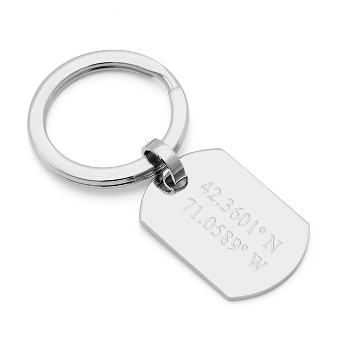 Custom Coordinate Dog Tag Keychain-horz. 2 line coordinate