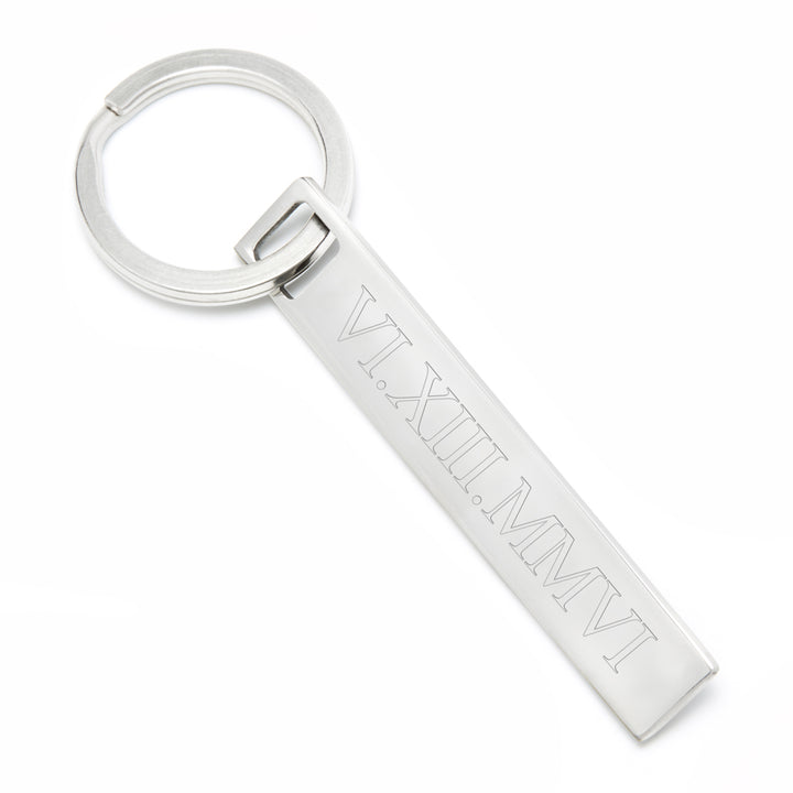 Engravable Roman Numeral Tag Keychain