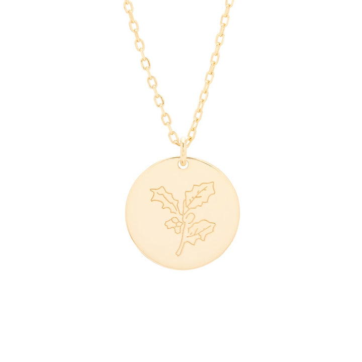 Gold December Flower Pendant - Holly