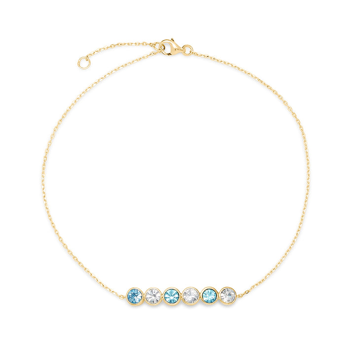 Six Stone Bezel Set Birthstone Gold Anklet