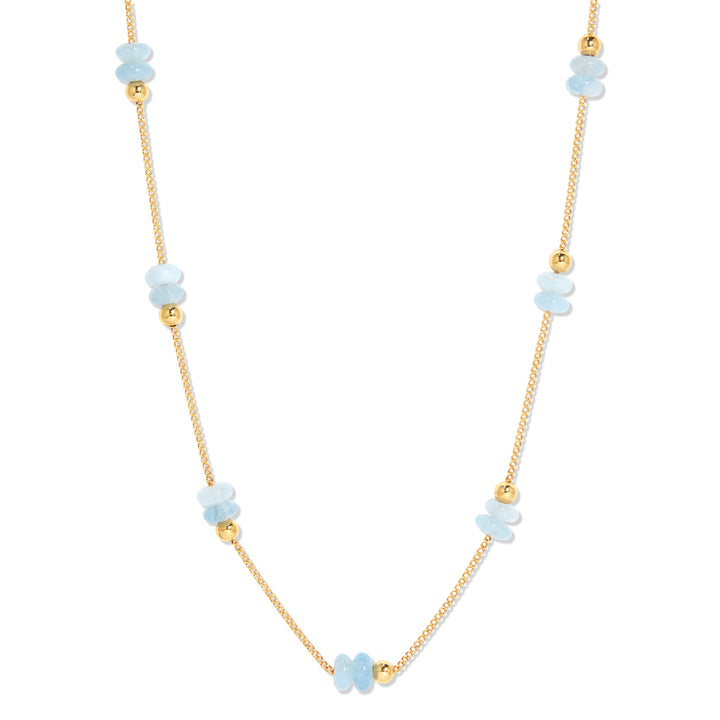 March Gold Beaded Birthstone Necklace