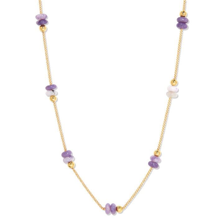 Gold Beaded Birthstone Necklace