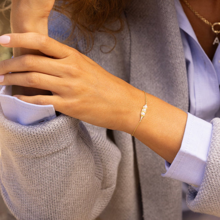 Gold Plated Two Peas in a Pod Pearl Bracelet