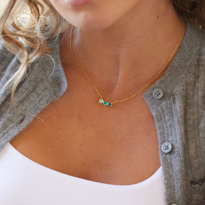 Custom Birthstone Bezel Set Necklace