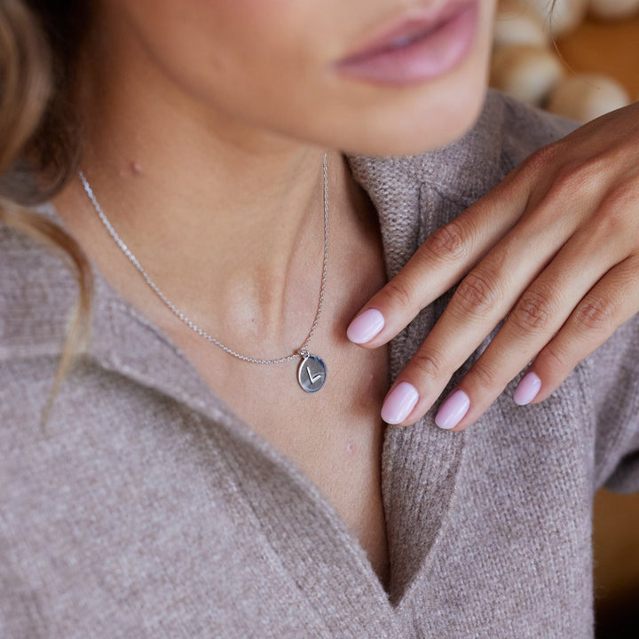 Custom Initial Disc Necklace with extended rolo chain