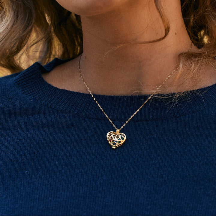 Custom Interlocking Hearts Round Birthstone Locket