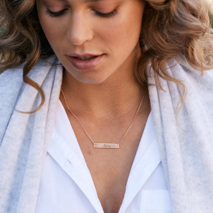 Rose Gold Petite Name Bar Necklace