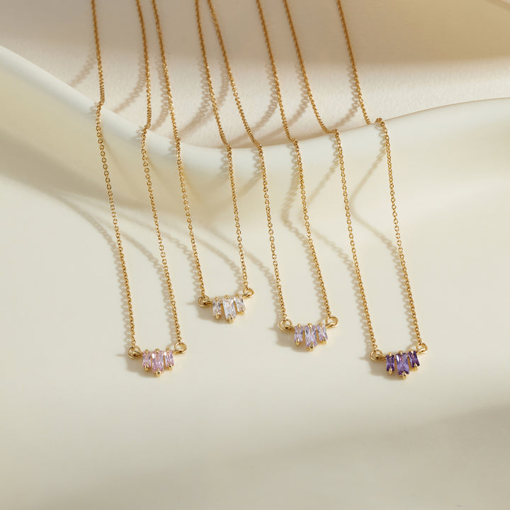 Baguette Birthstone Necklace