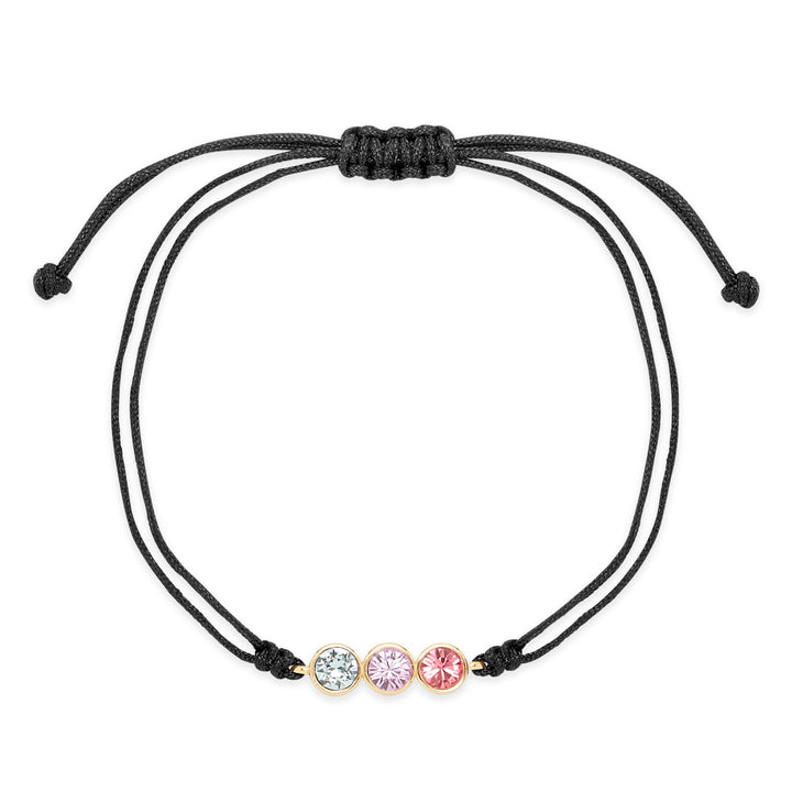 Custom Bezel Set Birthstone String Bolo Bracelet