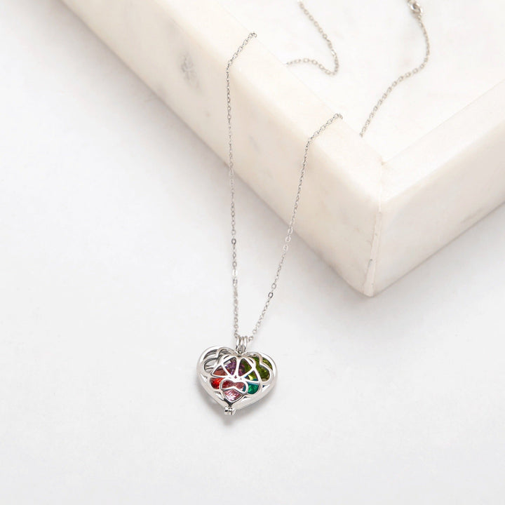 Interlocking Hearts 6mm Round Birthstone Locket