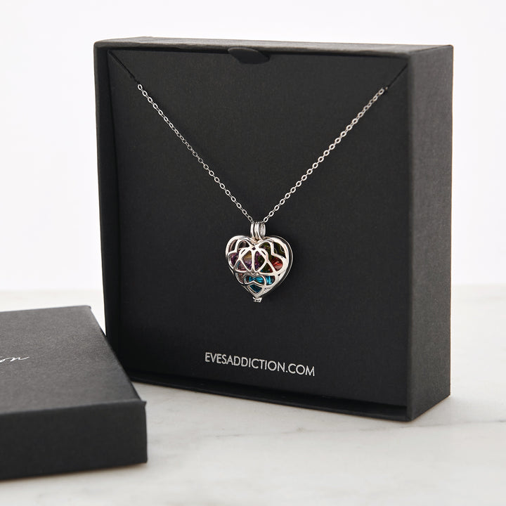 Custom Interlocking Hearts Birthstone Locket Necklace