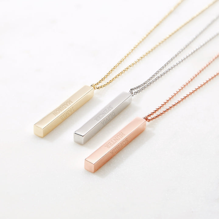 Engravable Vertical Square Name Bar Necklace