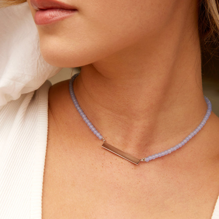 Engravable Roman Numeral Bar Necklace