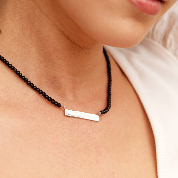 Engravable Roman Numeral Bar Necklace