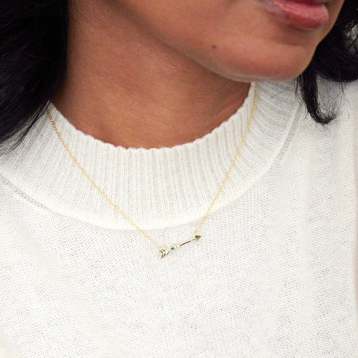 Custom Gold Two Birthstone Arrow Necklace