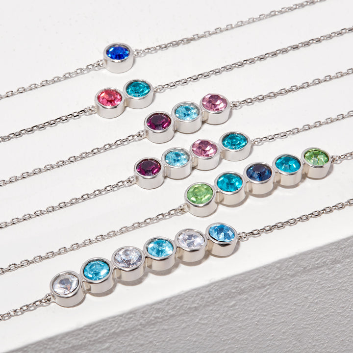 Three Stone Bezel Set Birthstone Anklet