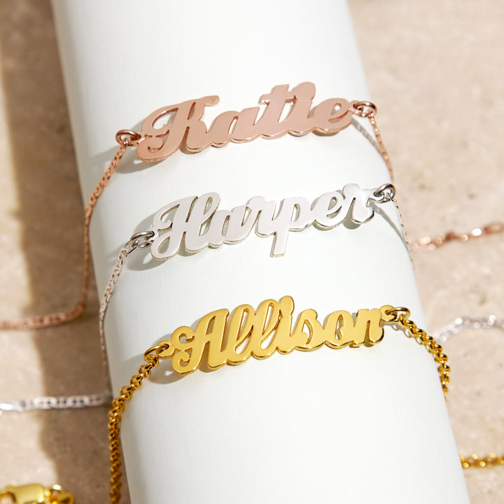 Simple Script Rose Gold Name Bracelet