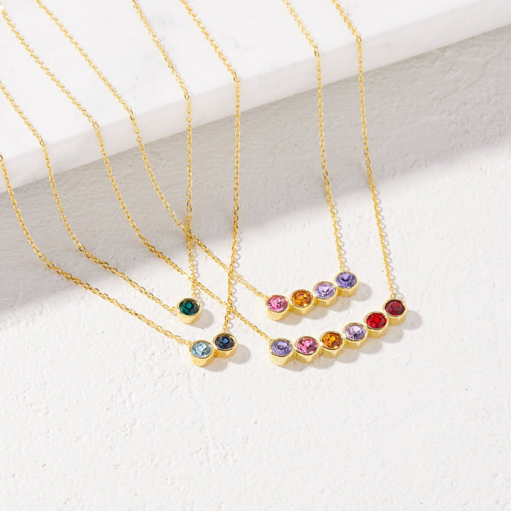 Custom Birthstone Bezel Set Gold Necklace