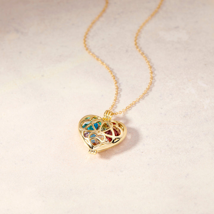 Gold Interlocking Hearts 6mm Round Birthstone Locket