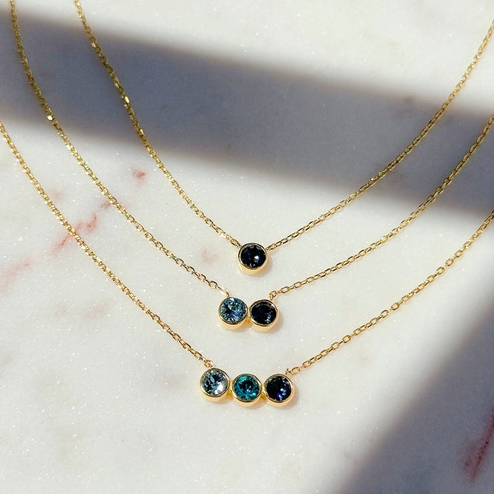 Custom Birthstone Bezel Set Gold Necklace