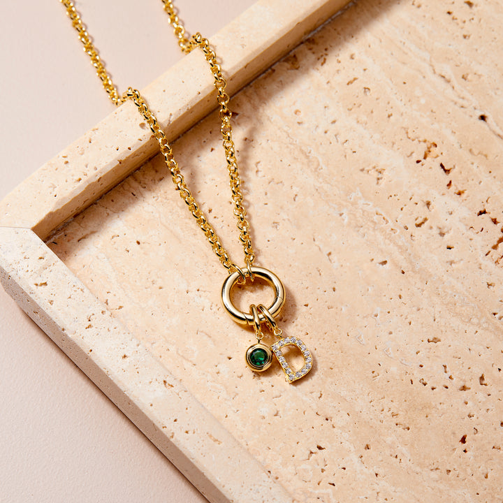 Custom Birthstone and Initial Charm Necklace – Mill Rock East