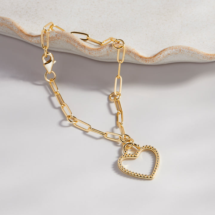 Paperclip Heart Charm Bracelet