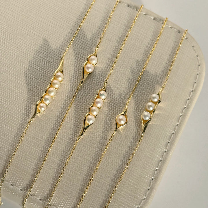 Gold Plated Two Peas in a Pod Pearl Bracelet