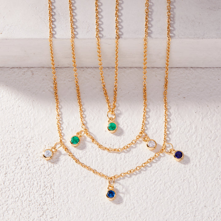 Bezel Birthstone Vermeil Stacking Necklace