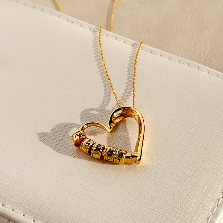 Engravable Open Heart Bead Necklace