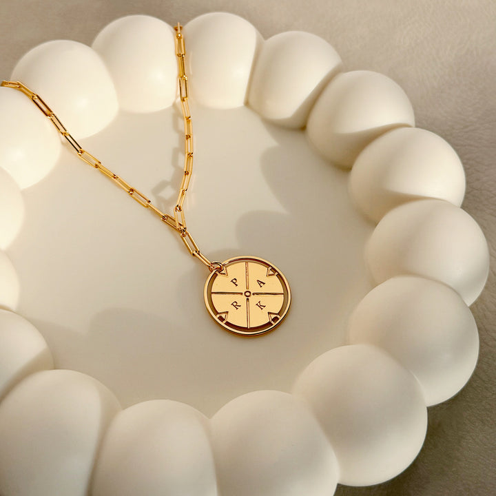 Engravable Matrix Compass Necklace