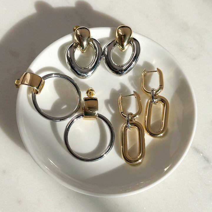 Two Tone Doorknocker Earrings