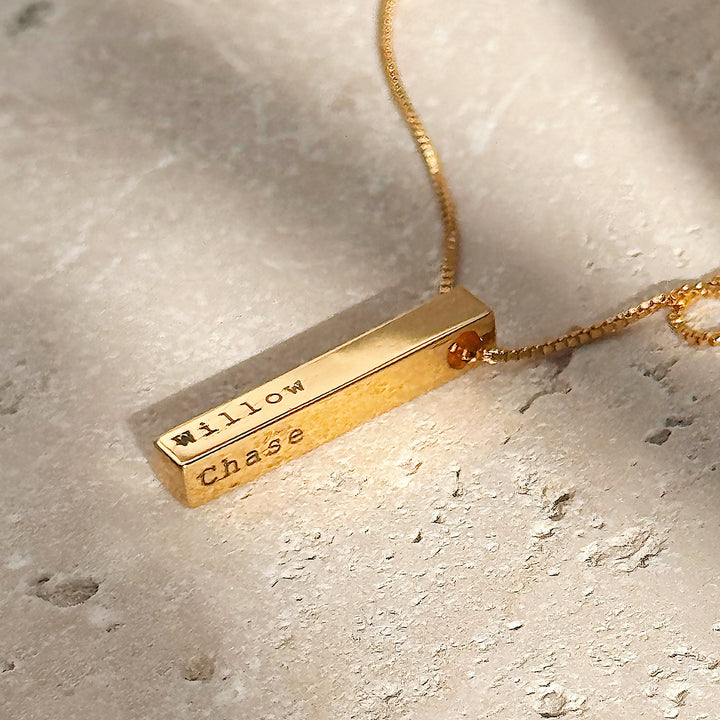 Engravable Vertical Name Bar Necklace