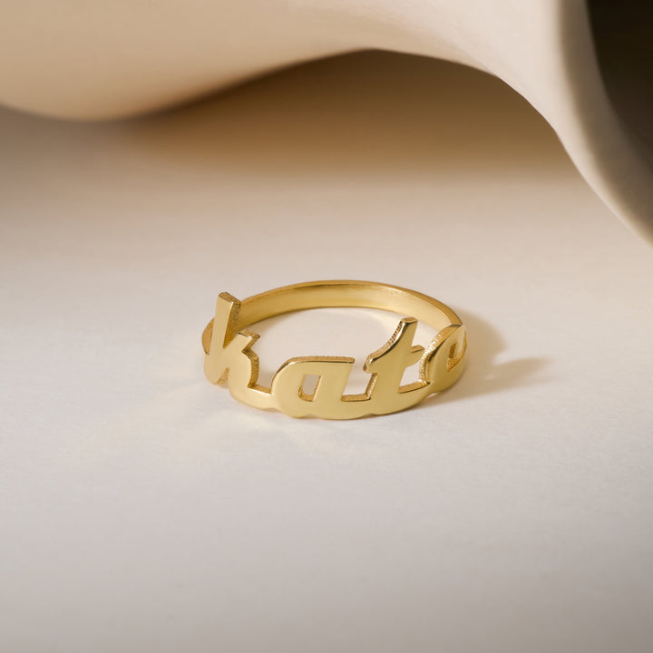 Custom Modern Script Name Ring