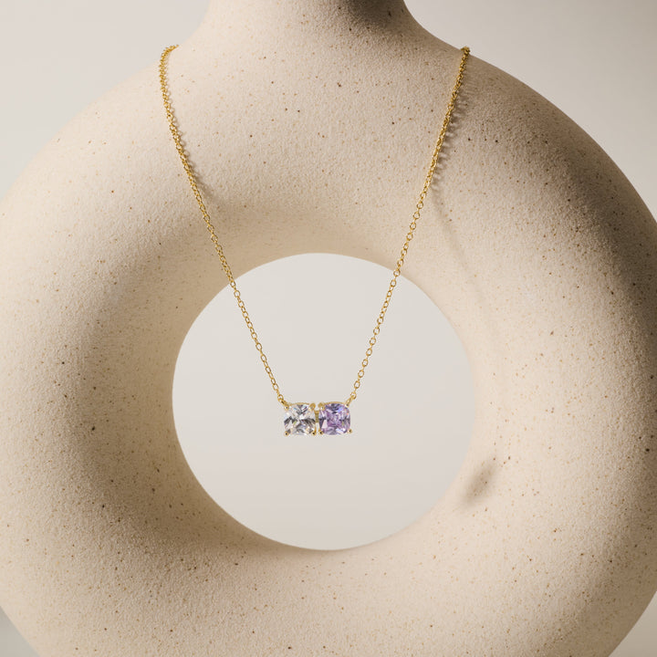 Custom Cushion Cut Birthstone Necklace