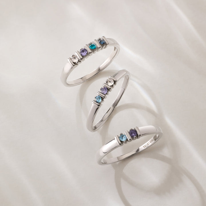 Custom Birthstone Silver Eternity Ring