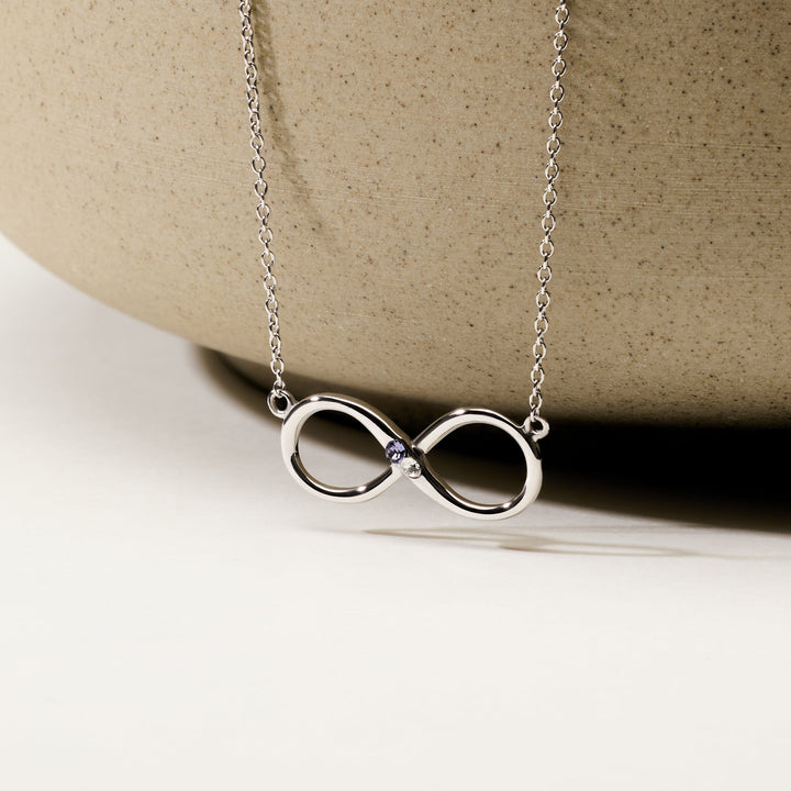 2 Stone Custom Sterling Silver Infinity Birthstone Necklace