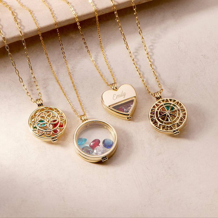 Custom Compass Birthstone Locket