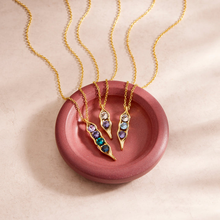 Custom Birthstone Pea in a Pod Necklace