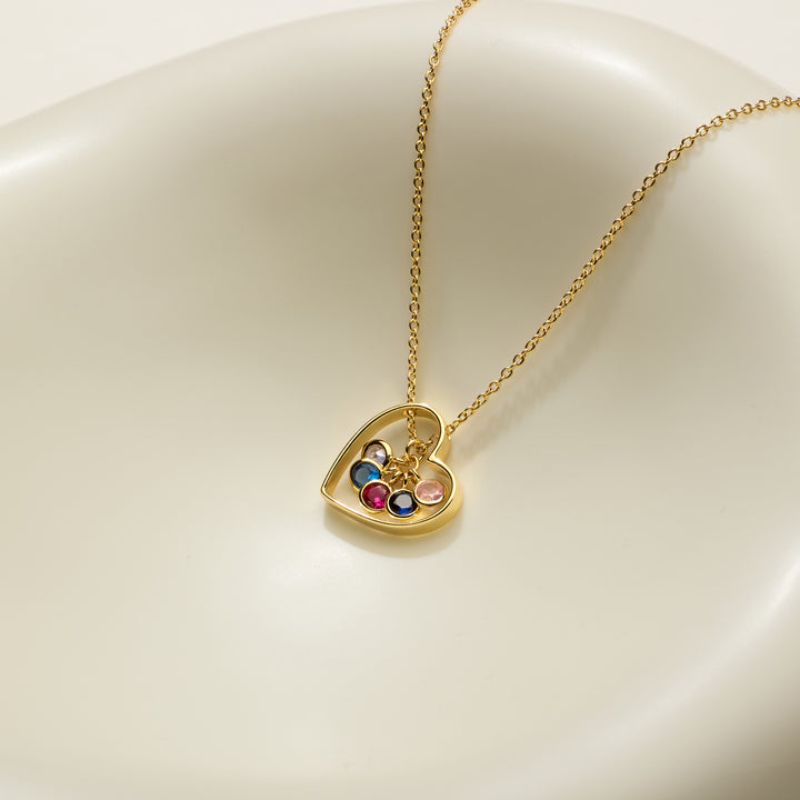 Custom Heart Birthstone Charm Pendant