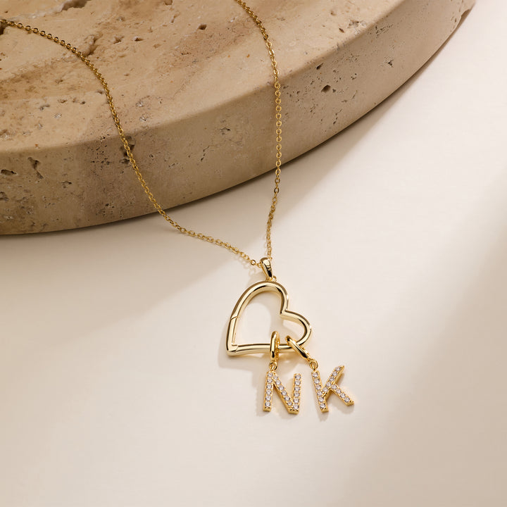 Custom Initial Open Heart Necklace