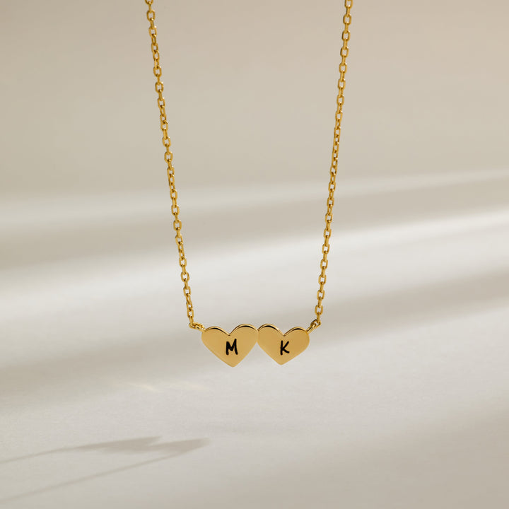 Engravable Petite Couple Initial Heart Necklace