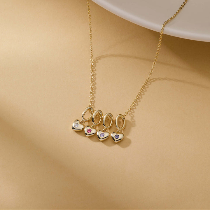 Custom Heart Birthstone Charm Necklace