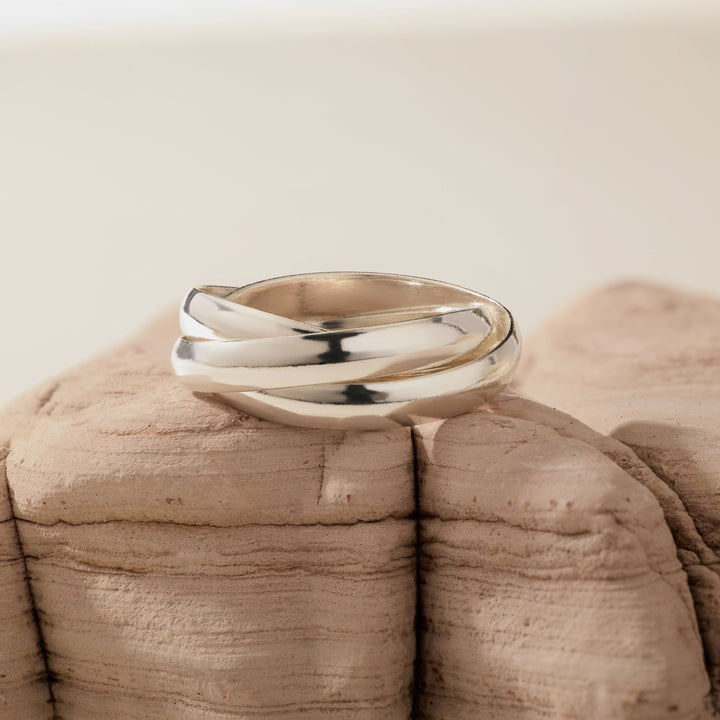 Sterling Silver Triple Roll Russian Wedding Ring