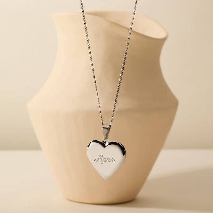 Engravable Polished Heart Photo Locket