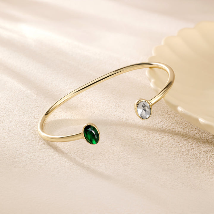 Custom Couples Birthstone Cuff Bracelet