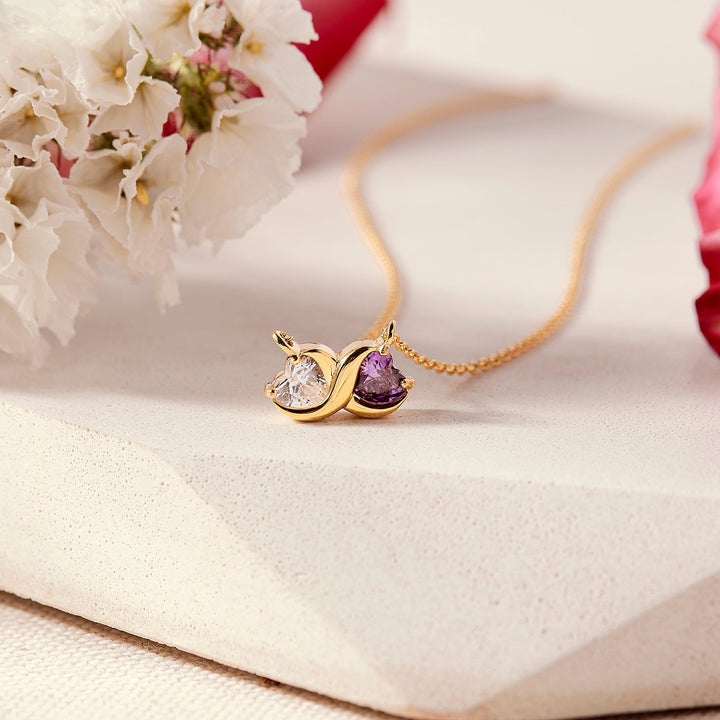 Custom Birthstone Heart Love Necklace