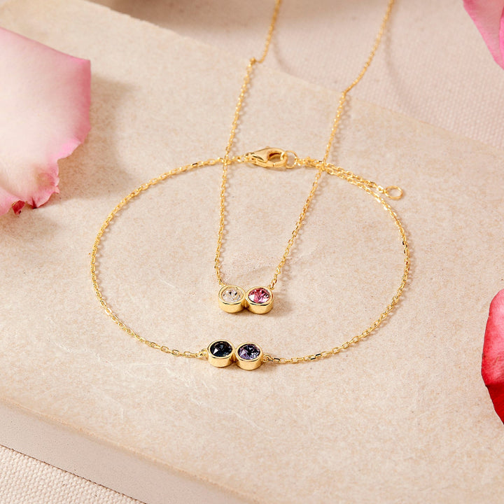 Custom Birthstone Bezel Set Bracelet