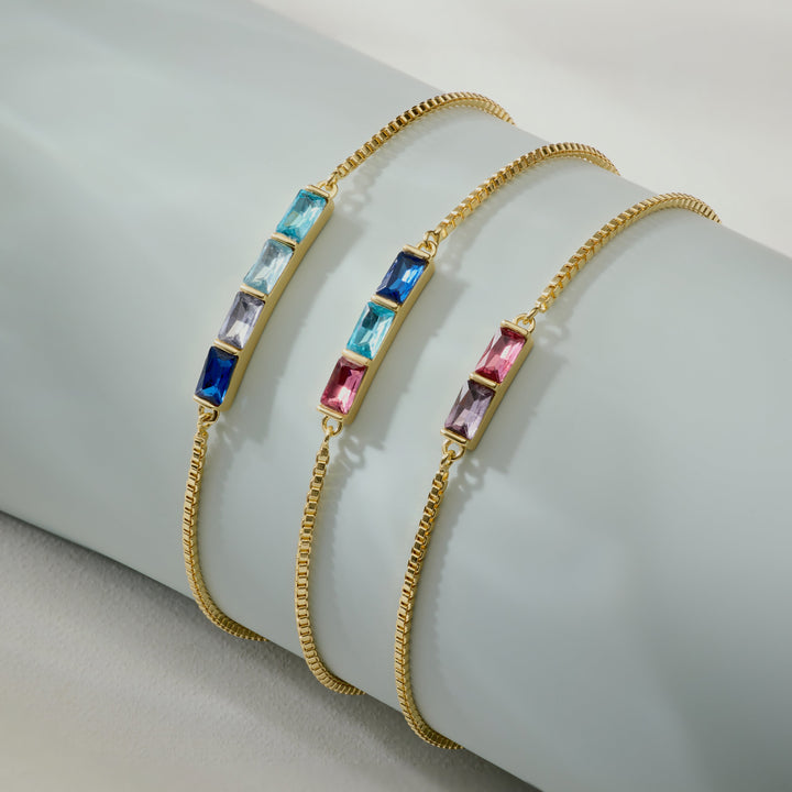 Custom Baguette Birthstone Bracelet